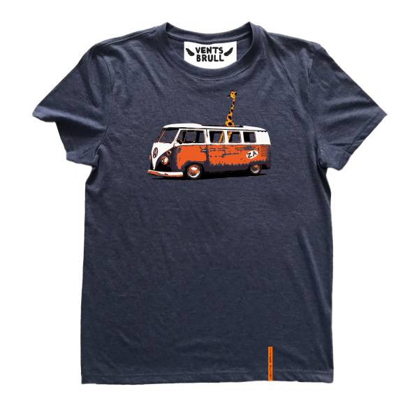 HOOD RIDE GIRAFFE - INDIGO T-SHIRT